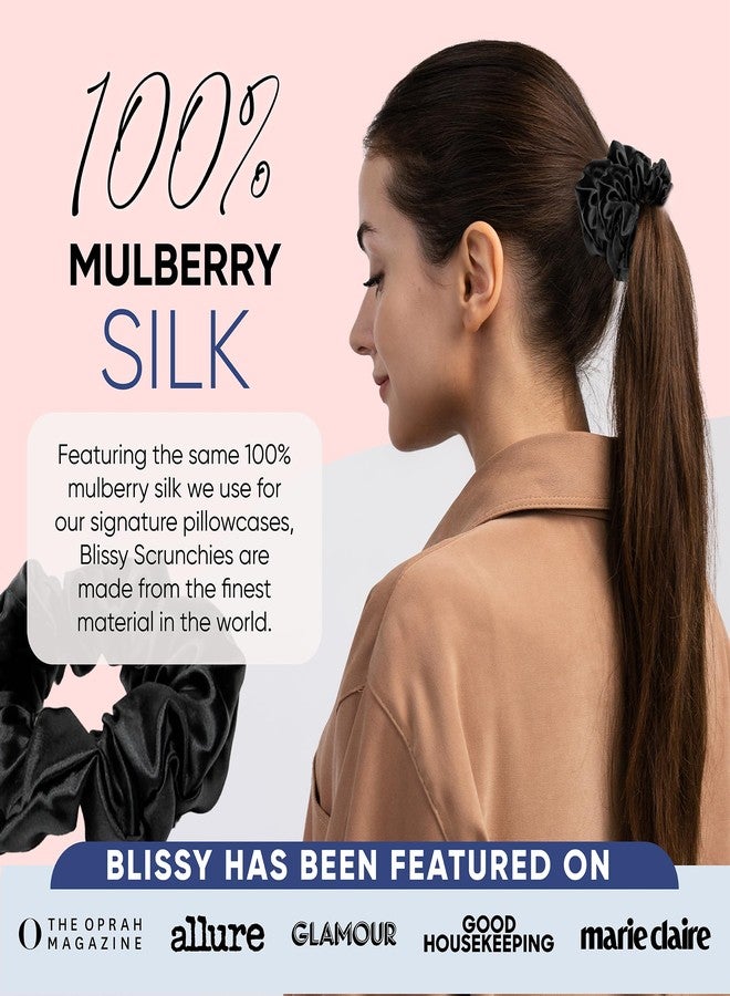 Blissy Silk Scrunchies (3 Pack) - 100% Pure Mulberry Silk - 22 Momme 6A High-Grade Fibers Scrunchie for Straight & Curly Hair - Preventing Breakage, Tangling, & Creasing (Plum Regular) - Image 5